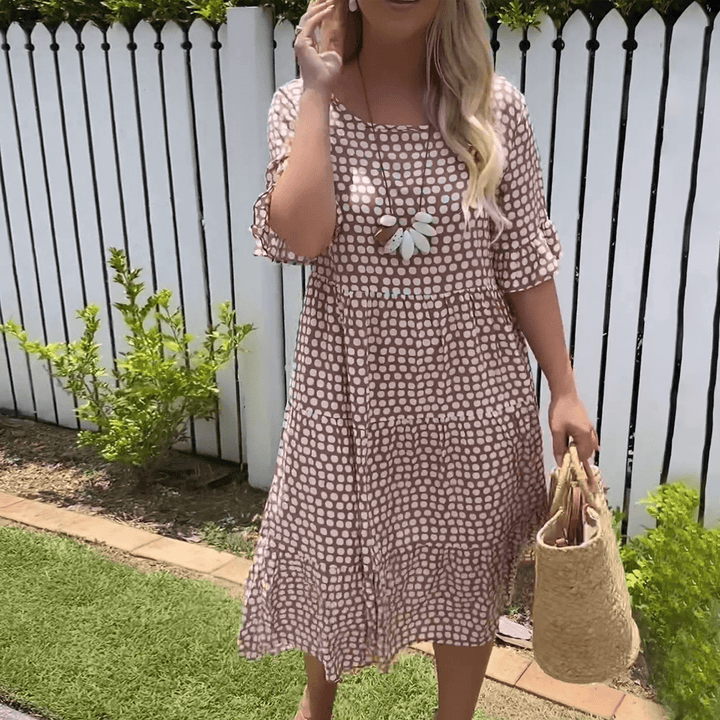 ZORA | ROBE MIDI À MANCHES COURTES EN SABLE