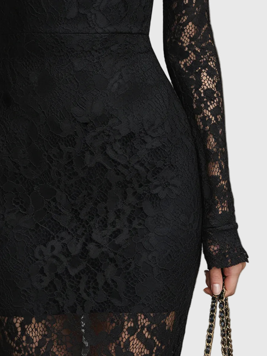 Monica | Robe Maxi Évasée en Dentelle Élégante